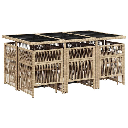 Set Pranzo da Giardino 11 pz con Cuscini Beige Misto Polyrattan | homemem39