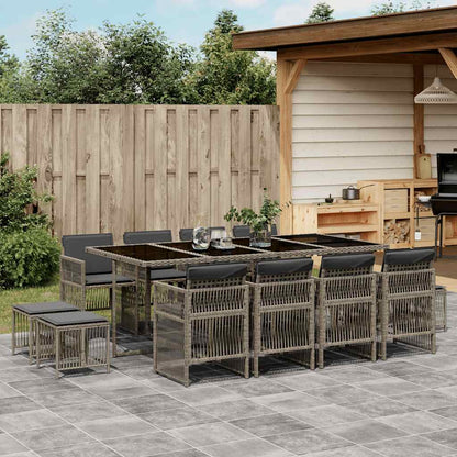 Set da Pranzo da Giardino 13pz con Cuscini Grigio in Polyrattan | homemem39