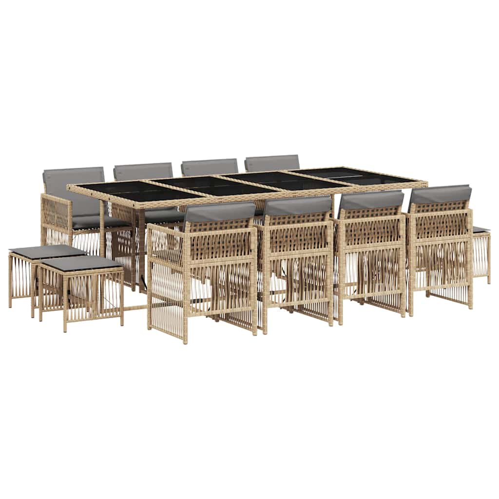 Set Pranzo da Giardino 13 pz con Cuscini Beige Misto Polyrattan | homemem39