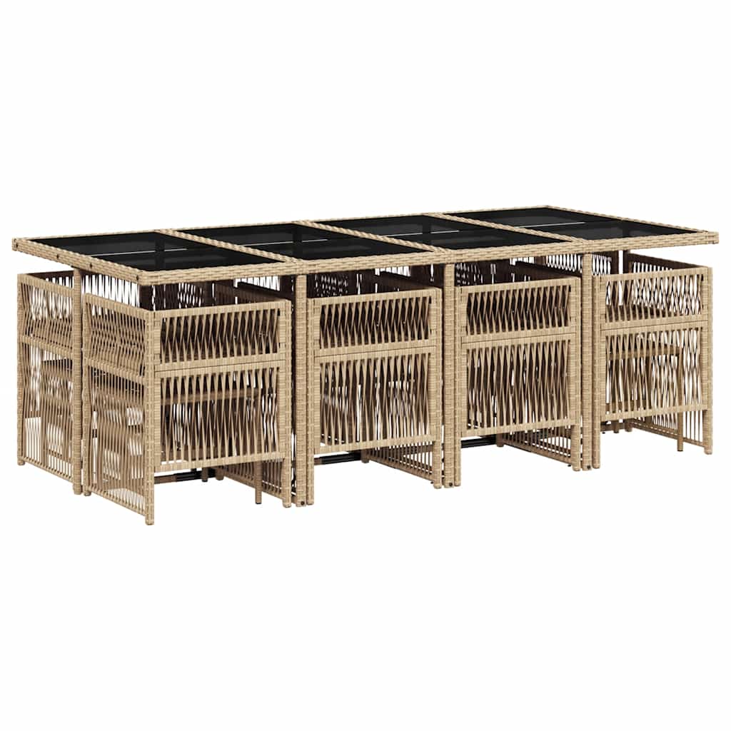 Set Pranzo da Giardino 13 pz con Cuscini Beige Misto Polyrattan | homemem39