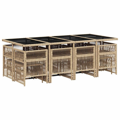 Set Pranzo da Giardino 13 pz con Cuscini Beige Misto Polyrattan | homemem39