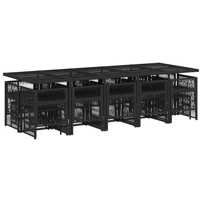 Set da Pranzo da Giardino 15 pz con Cuscini Nero in Polyrattan | homemem39