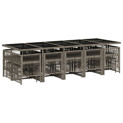 Set da Pranzo da Giardino 15 pz con Cuscini Grigio Polyrattan | homemem39