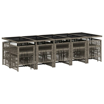 Set da Pranzo da Giardino 15 pz con Cuscini Grigio Polyrattan - homemem39