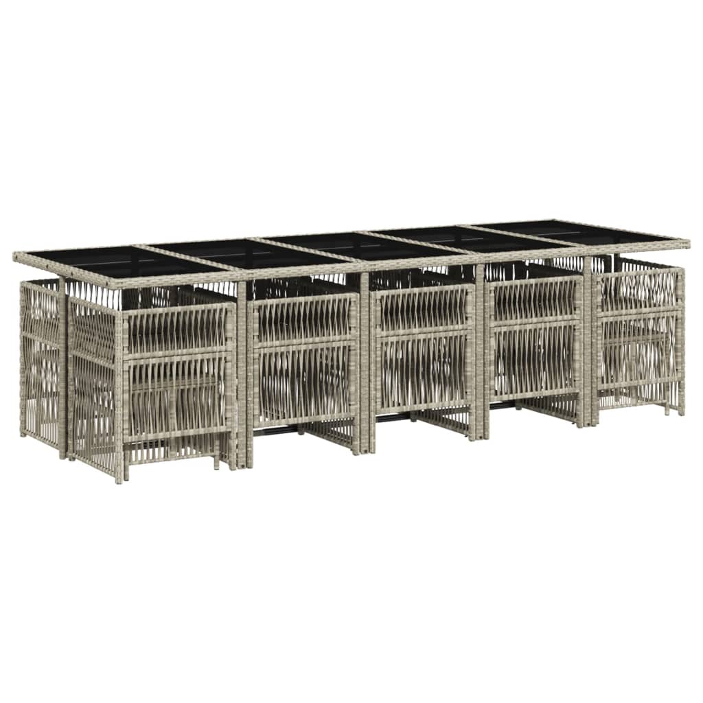 Set da Pranzo da Giardino 15 pz con Cuscini Grigio Polyrattan - homemem39