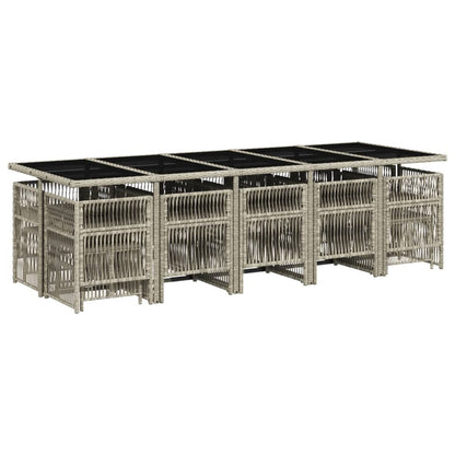 Set da Pranzo da Giardino 15 pz con Cuscini Grigio Polyrattan - homemem39