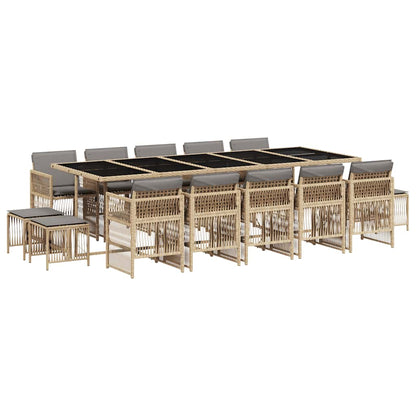Set Pranzo da Giardino 15 pz con Cuscini Beige Misto Polyrattan | homemem39