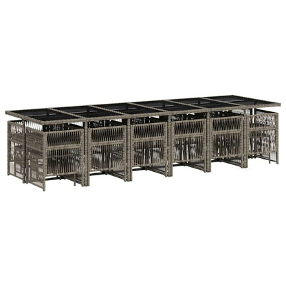 Set da Pranzo da Giardino 17pz con Cuscini Grigio in Polyrattan | homemem39
