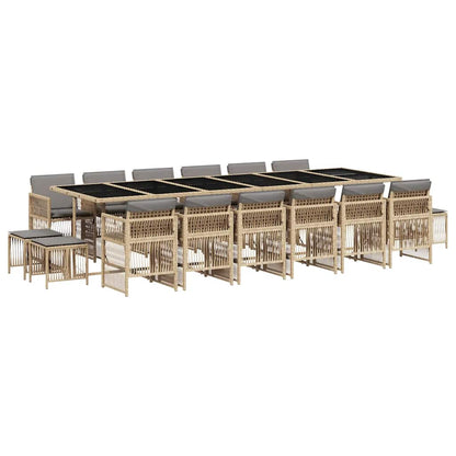 Set Pranzo da Giardino 17 pz con Cuscini Beige Misto Polyrattan | homemem39