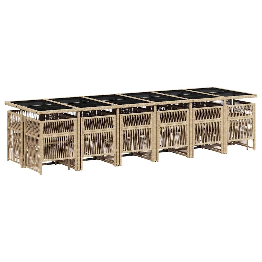 Set Pranzo da Giardino 17 pz con Cuscini Beige Misto Polyrattan | homemem39