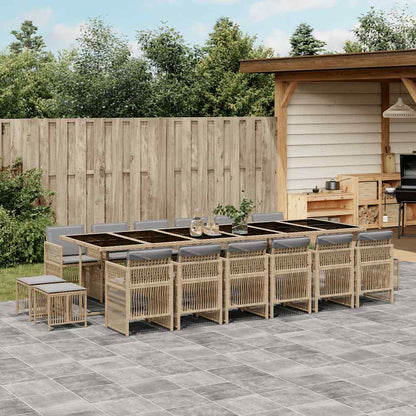 Set Pranzo da Giardino 17 pz con Cuscini Beige Misto Polyrattan | homemem39