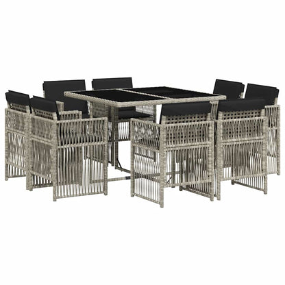 Set Pranzo da Giardino 9pz con Cuscini Grigio Chiaro Polyrattan | homemem39