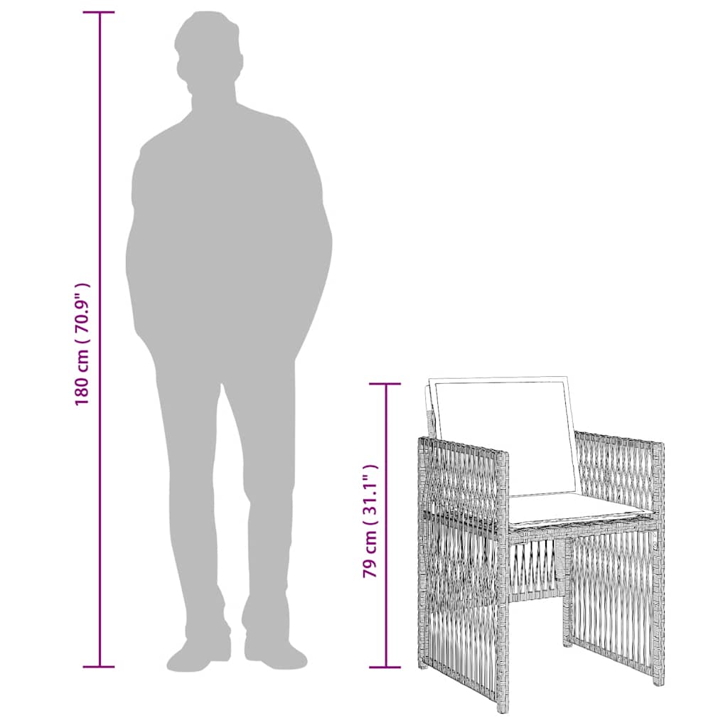 Set Pranzo da Giardino 9pz con Cuscini Grigio Chiaro Polyrattan | homemem39