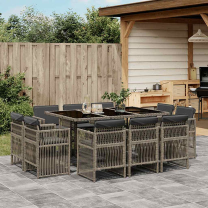 Set da Pranzo da Giardino 11pz con Cuscini in Polyrattan Grigio | homemem39