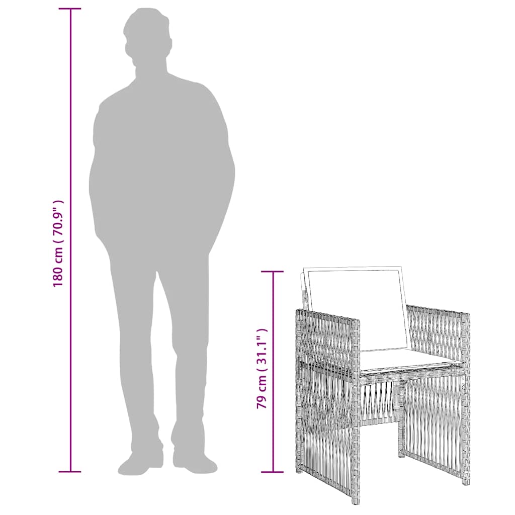 Set Pranzo Giardino 11pz con Cuscini Grigio Chiaro Polyrattan | homemem39