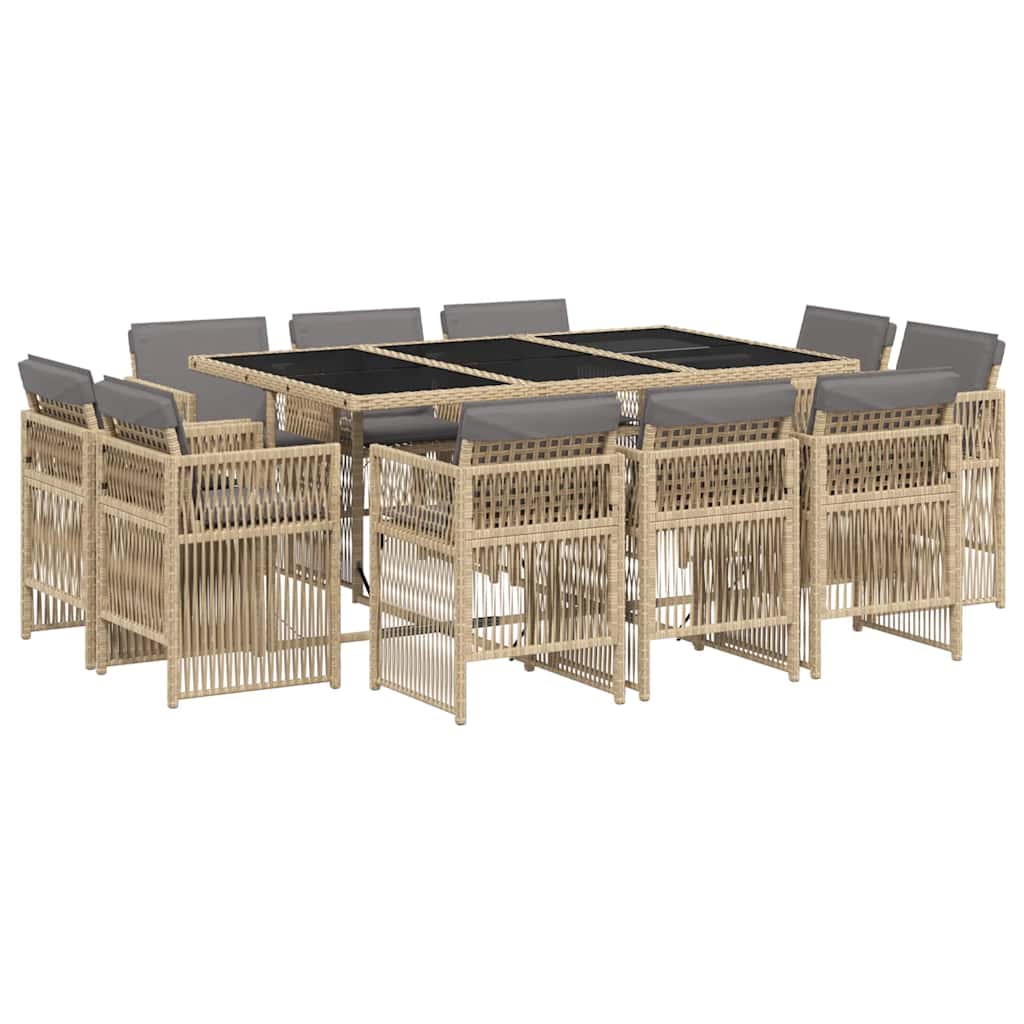 Set Pranzo da Giardino 11 pz con Cuscini Beige Misto Polyrattan | homemem39