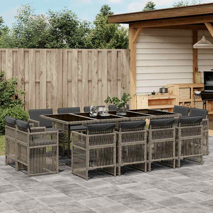 Set da Pranzo da Giardino 13pz con Cuscini Grigio in Polyrattan | homemem39