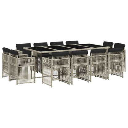 Set da Pranzo da Giardino 13pz con Cuscini Grigio in Polyrattan | homemem39