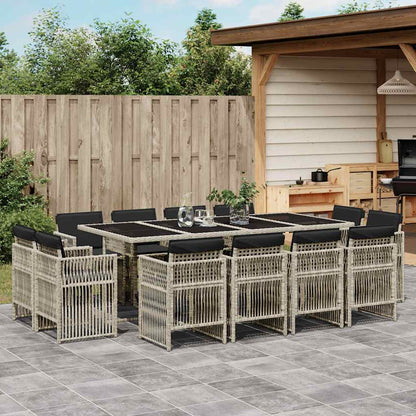 Set da Pranzo da Giardino 13pz con Cuscini Grigio in Polyrattan - homemem39