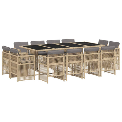 Set Pranzo da Giardino 13 pz con Cuscini Beige Misto Polyrattan - homemem39