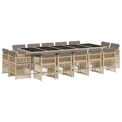 Set Pranzo da Giardino 15 pz con Cuscini Beige Misto Polyrattan | homemem39