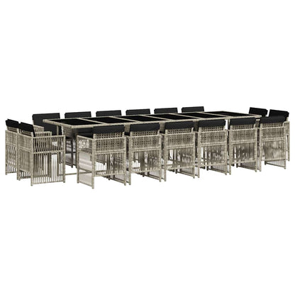 Set da Pranzo da Giardino 17pz con Cuscini Grigio in Polyrattan | homemem39