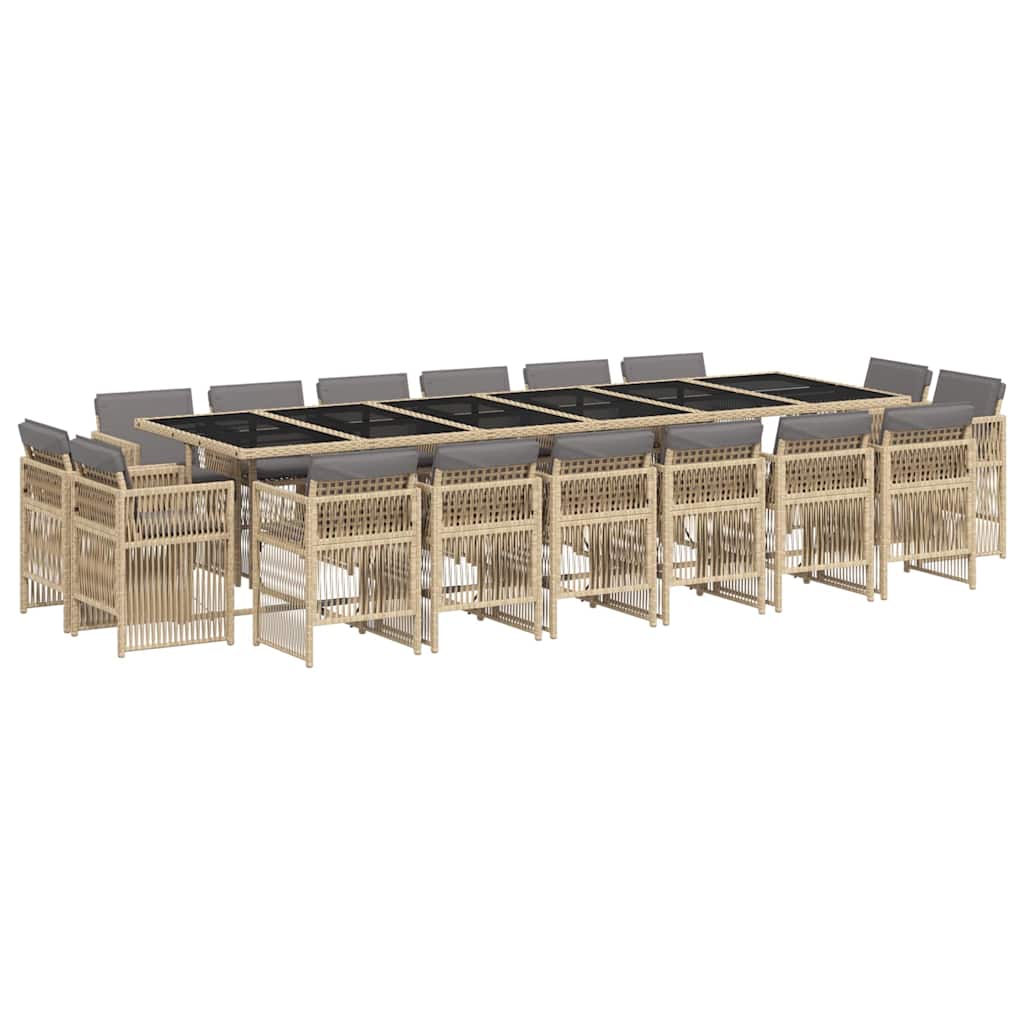 Set Pranzo da Giardino 17 pz con Cuscini Beige Misto Polyrattan | homemem39