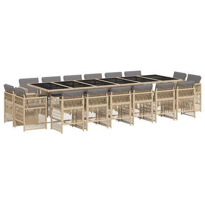 Set Pranzo da Giardino 17 pz con Cuscini Beige Misto Polyrattan | homemem39
