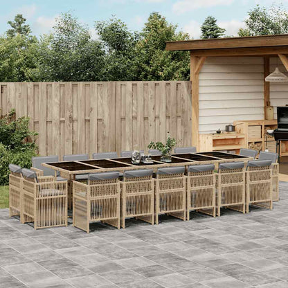 Set Pranzo da Giardino 17 pz con Cuscini Beige Misto Polyrattan | homemem39