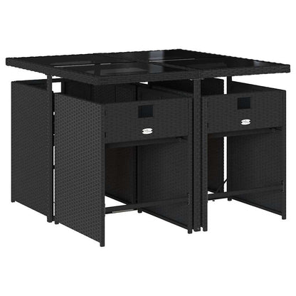 Set da Pranzo da Giardino 5 pz Nero con Cuscini in Polyrattan | homemem39