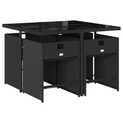 Set da Pranzo da Giardino 5 pz Nero con Cuscini in Polyrattan - homemem39