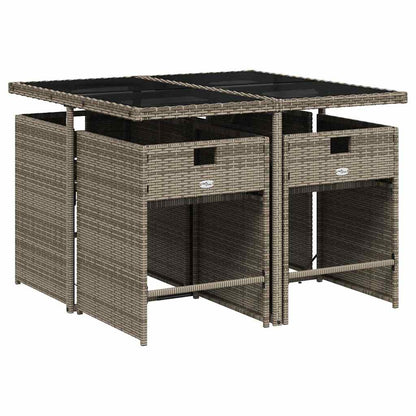 Set da Pranzo da Giardino 5 pz con Cuscini in Polyrattan Grigio | homemem39