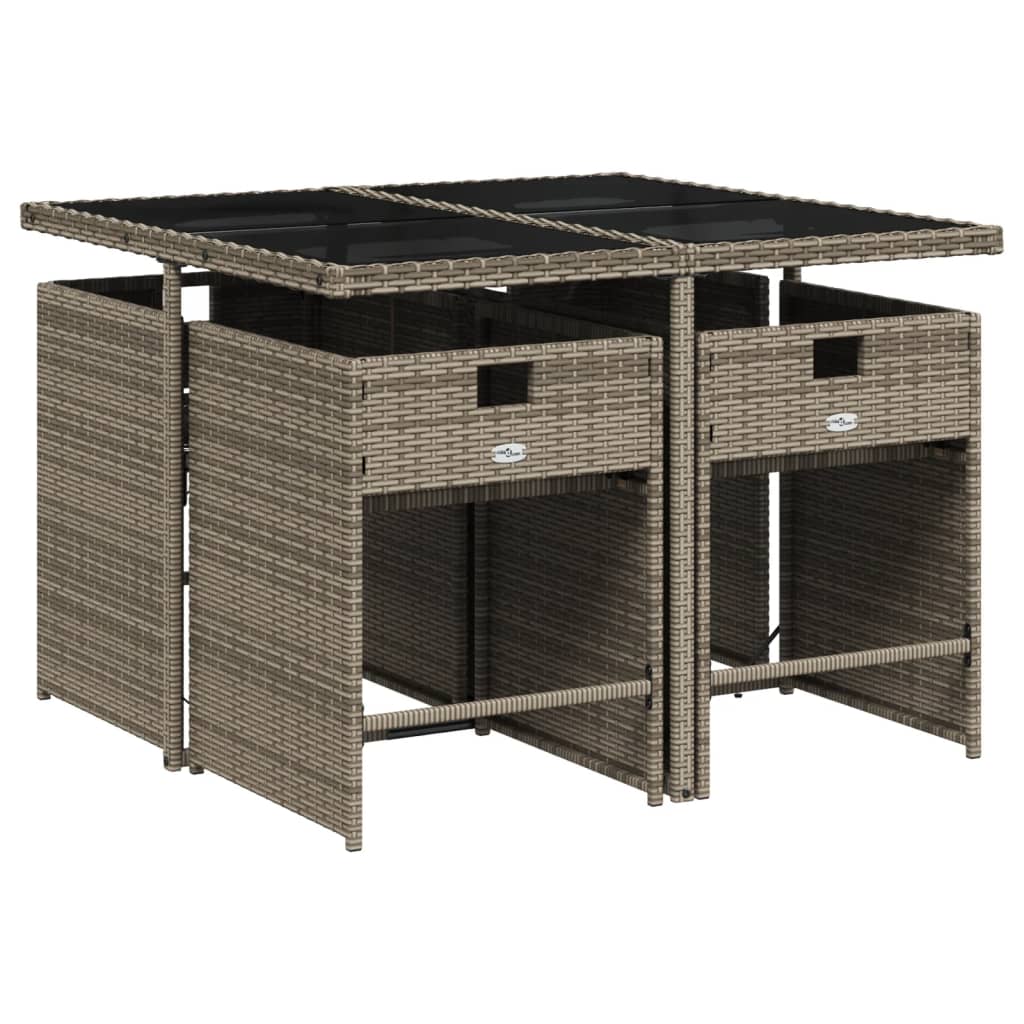 Set da Pranzo da Giardino 5 pz con Cuscini in Polyrattan Grigio - homemem39