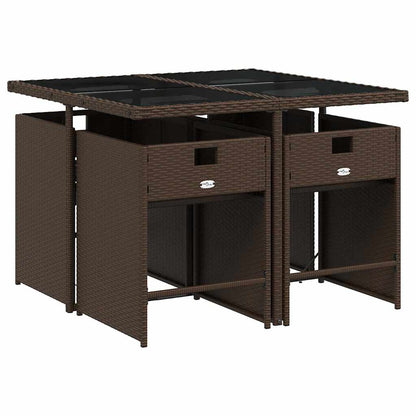 Set da Pranzo da Giardino 5pz con Cuscini in Polyrattan Marrone | homemem39