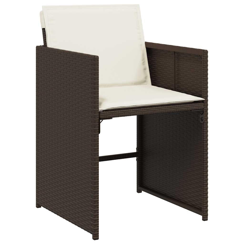 Set da Pranzo da Giardino 5pz con Cuscini in Polyrattan Marrone | homemem39