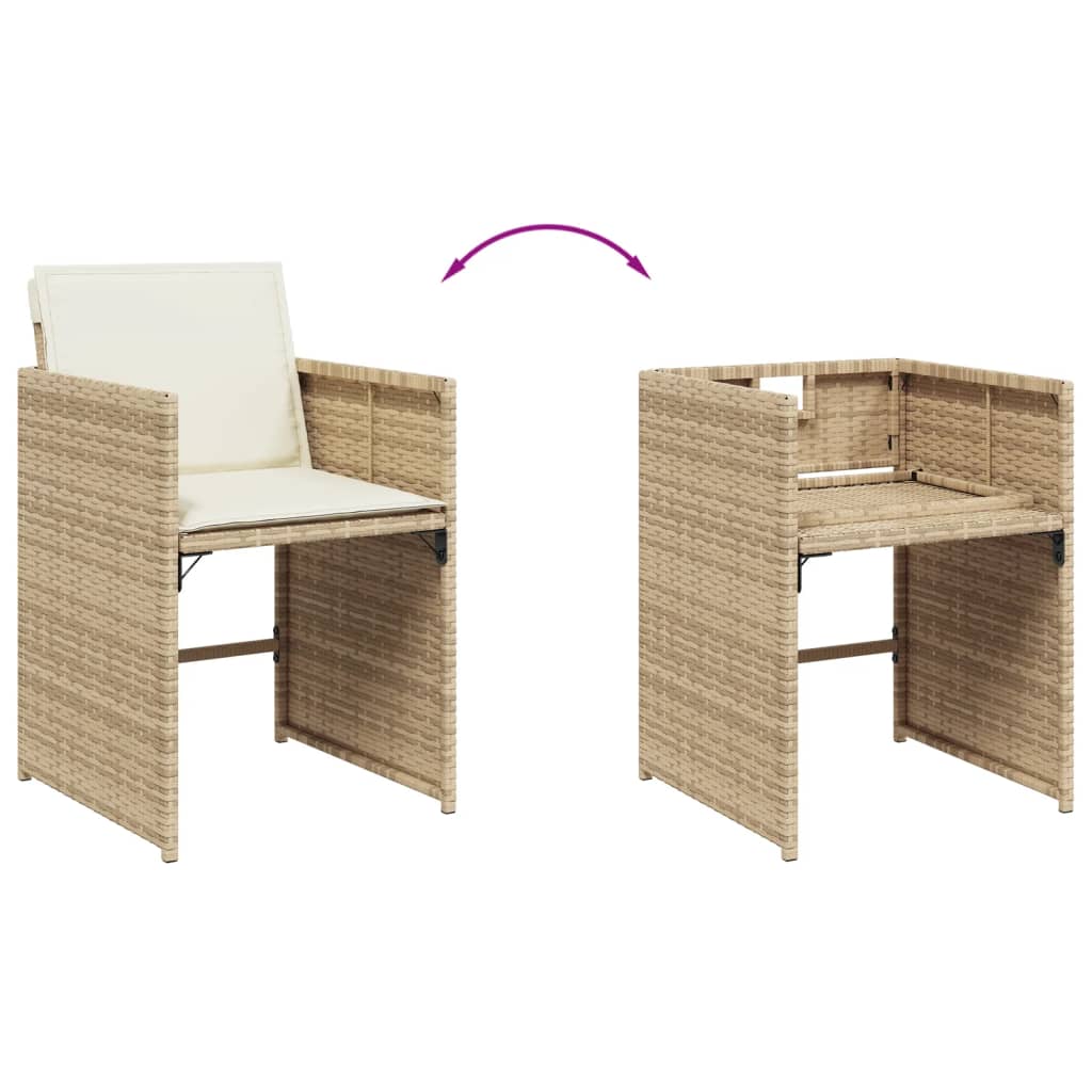 Set da Pranzo da Giardino 5 pz con Cuscini Beige in Polyrattan - homemem39