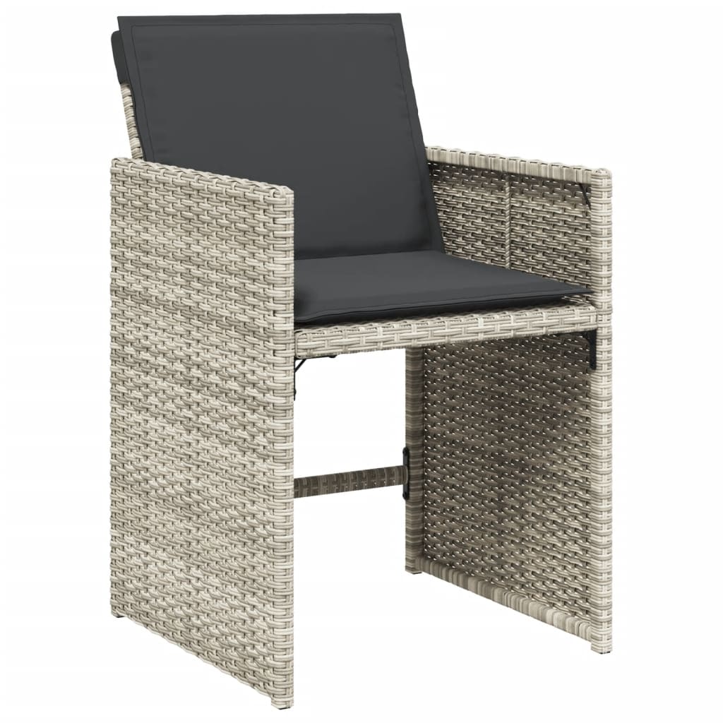Set Pranzo da Giardino 5pz con Cuscini Grigio Chiaro Polyrattan - homemem39