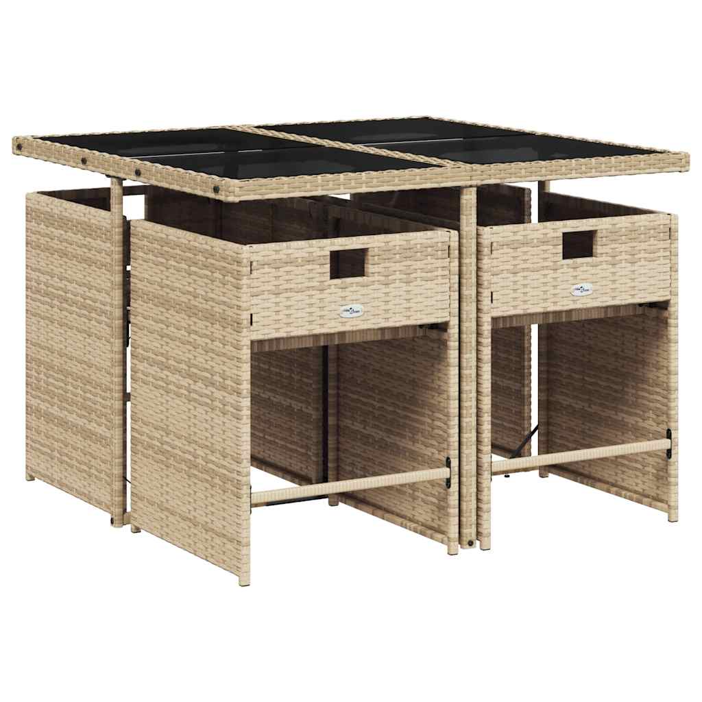 Set Pranzo da Giardino 5 pz con Cuscini Beige Misto Polyrattan | homemem39