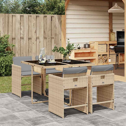 Set Pranzo da Giardino 5 pz con Cuscini Beige Misto Polyrattan | homemem39