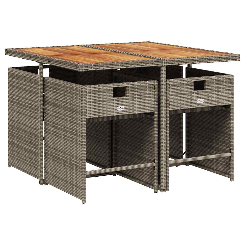 Set da Pranzo da Giardino 5 pz con Cuscini in Polyrattan Grigio | homemem39