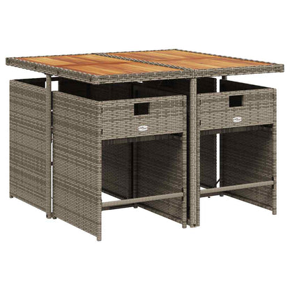 Set da Pranzo da Giardino 5 pz con Cuscini in Polyrattan Grigio | homemem39