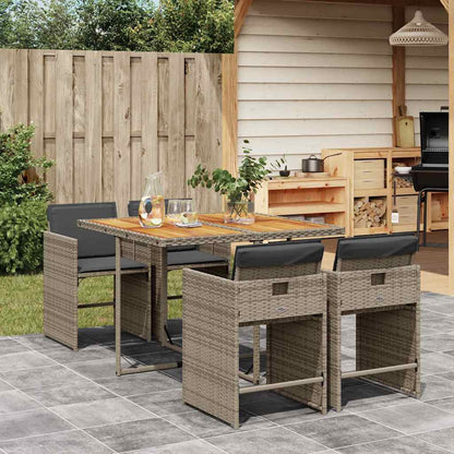 Set da Pranzo da Giardino 5 pz con Cuscini in Polyrattan Grigio | homemem39
