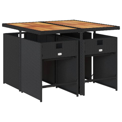 Set da Pranzo da Giardino 5 pz Nero con Cuscini in Polyrattan - homemem39