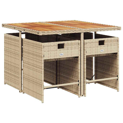 Set da Pranzo da Giardino 5 pz con Cuscini Beige in Polyrattan | homemem39