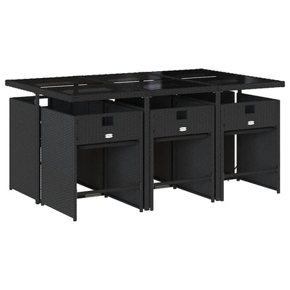 Set da Pranzo da Giardino 7 pz Nero con Cuscini in Polyrattan | homemem39