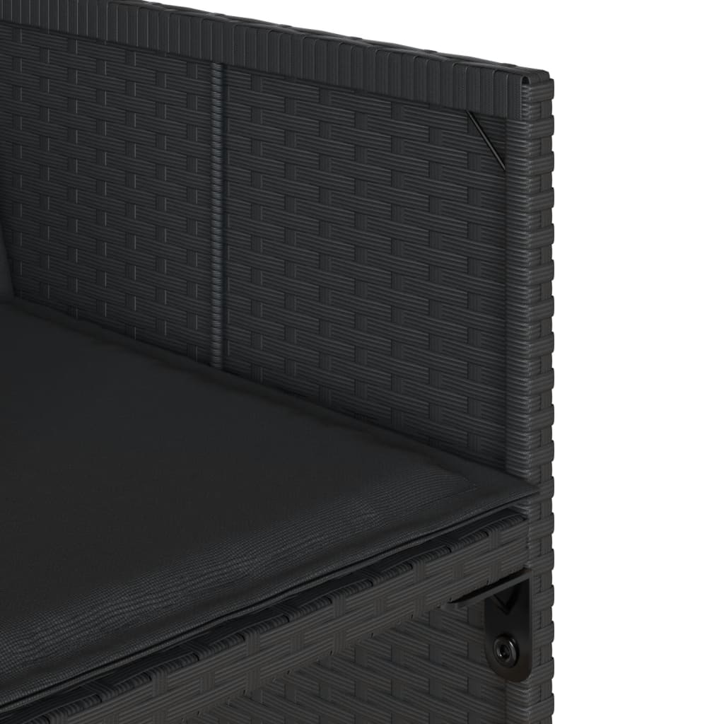 Set da Pranzo da Giardino 7 pz Nero con Cuscini in Polyrattan - homemem39