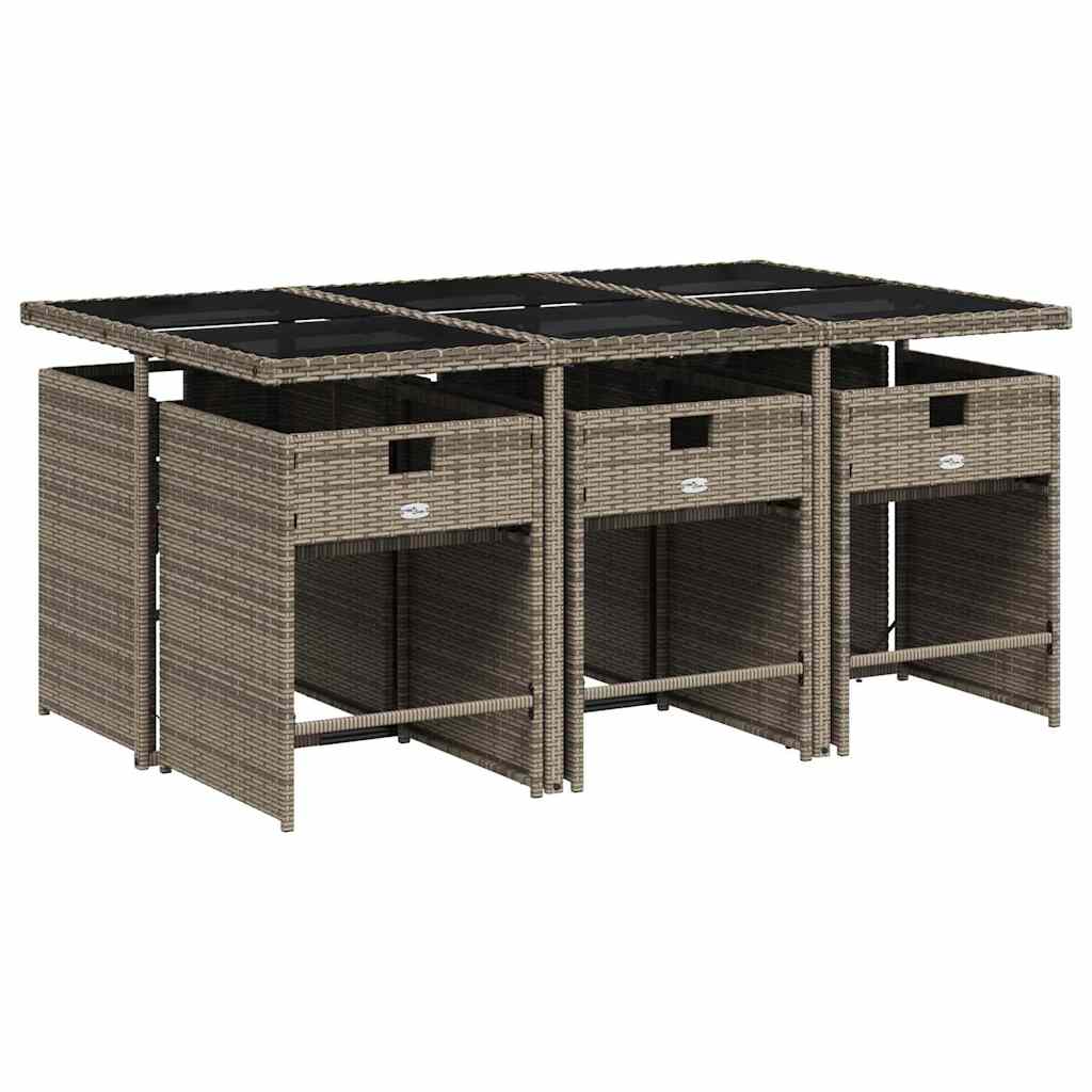Set da Pranzo da Giardino 7 pz con Cuscini in Polyrattan Grigio | homemem39