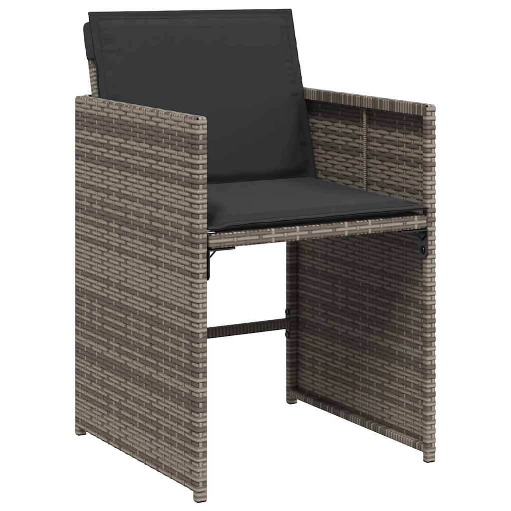 Set da Pranzo da Giardino 7 pz con Cuscini in Polyrattan Grigio | homemem39