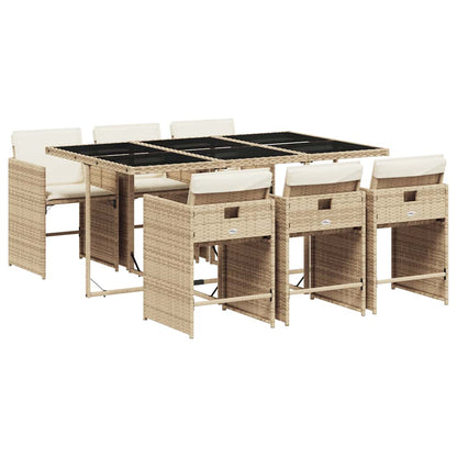 Set da Pranzo da Giardino 7 pz con Cuscini Beige in Polyrattan | homemem39