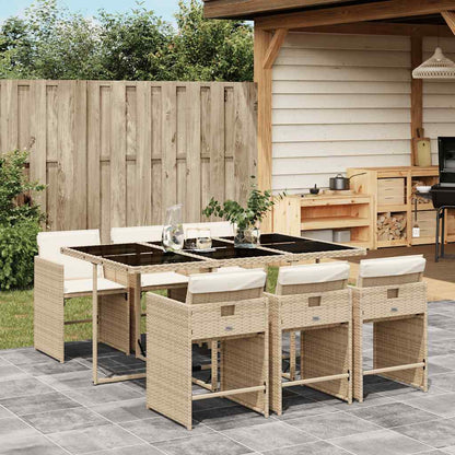 Set da Pranzo da Giardino 7 pz con Cuscini Beige in Polyrattan | homemem39